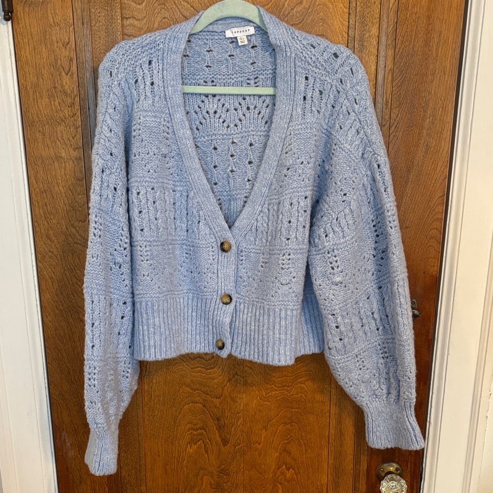 Topshop Light Blue Knit Cardigan